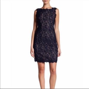 Adrianna Papell Navy Lace Sleeveless Dress